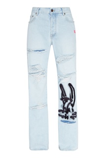 Голубые рваные джинсы Off White