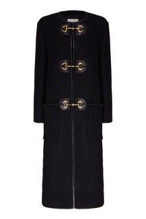 Черное пальто с золотистыми пряжками Gucci