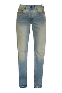 Голубые джинсы с потертостями Off White