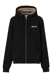 Черная толстовка со вставками из фирменной клетки Nova Burberry