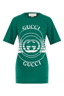 Зеленая футболка с логотипом GG Gucci