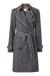 Двубортный тренч из серого хлопка Burberry