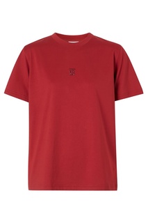 Красная хлопковая футболка с монограммой Burberry