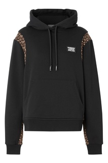 Черное хлопковое худи с монограммами Burberry