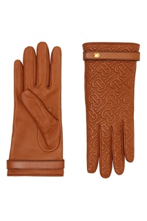 Коричневые кожаные перчатки с монограммами Burberry
