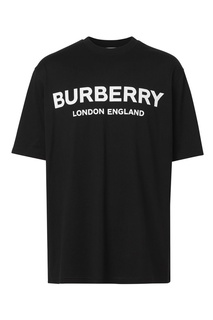 Черная хлопковая футболка с логотипом Burberry