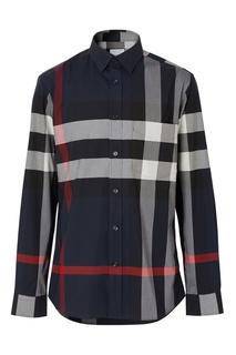 Синяя рубашка из поплина в клетку Burberry