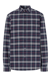 Синяя хлопковая рубашка в клетку Burberry