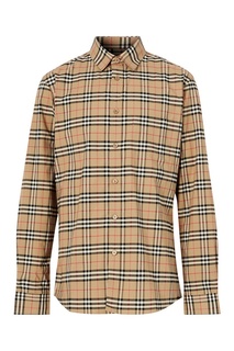 Бежевая хлопковая рубашка в клетку Burberry