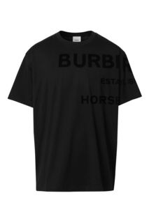 Черная футболка из хлопка с принтом Horseferry Burberry