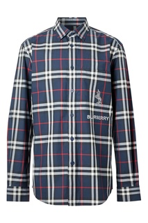 Хлопковая рубашка в синюю клетку Burberry
