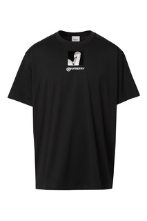 Черная футболка из хлопка с фотопринтом Burberry