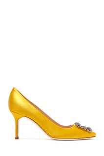 Желтые сатиновые туфли Hangisi 70 Manolo Blahnik