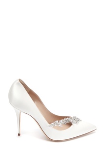 Сатиновые туфли цвета слоновой кости Nadira Satin 105 Manolo Blahnik