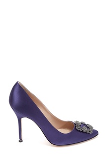 Сатиновые туфли фиолетового цвета Hangisi Satin 105 Manolo Blahnik