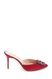 Красные сатиновые мюли Hangisimu Satin 90 Manolo Blahnik