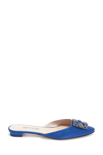 Синие сатиновые мюли Hangisimuflat Satin Manolo Blahnik