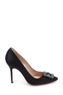 Черные сатиновые туфли Hangisi 105 Manolo Blahnik