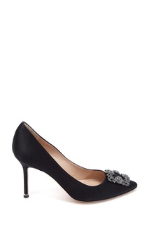 Черные сатиновые туфли Hangisi 90 Manolo Blahnik