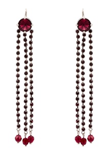 Серьги-подвески с бордовыми кристаллами Miu Miu