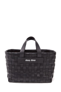 Плетеная сумка из черной кожи Miu Miu