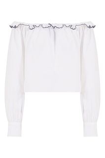 Хлопковая блузка с открытыми плечами Miu Miu