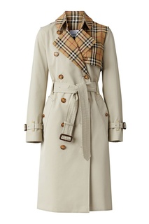 Тренч из габардина с контрастной вставкой Burberry