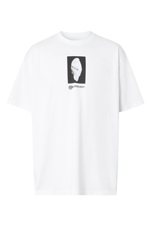 Белая футболка с принтом и логотипом Burberry
