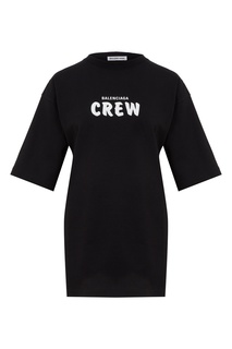 Черная хлопковая футболка Crew Balenciaga
