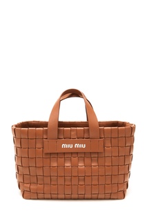 Плетеная сумка из коричневой кожи Miu Miu