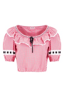 Хлопковая блузка в клетку Miu Miu
