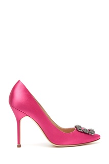 Туфли из атласа цвета фуксии Hangisi 105 Manolo Blahnik