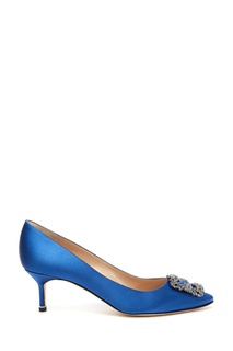 Синие туфли из атласа Hangisi 50 Manolo Blahnik