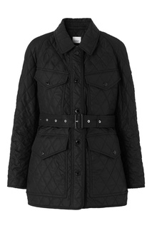Черная стеганая куртка с ремнем Burberry
