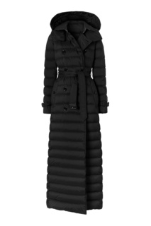 Черное пуховое пальто Burberry