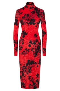 Красное платье с цветочным принтом Balenciaga