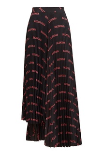 Черная плиссированная юбка с логотипами Balenciaga