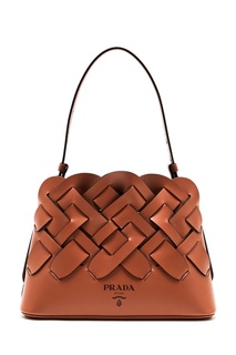 Большая плетеная сумка Prada