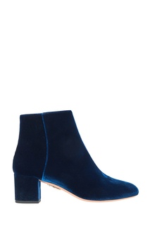 Бархатные ботильоны Baroque 50 синие Aquazzura
