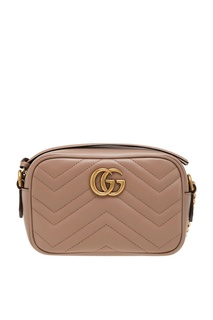 Бежевая кожаная сумка GG Marmont Gucci