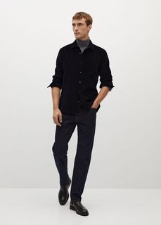 Рубашка slim-fit из микровельвета - Badi Mango