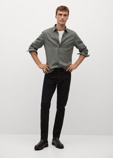 Меланжевая рубашка slim fit из хлопка - Bose Mango