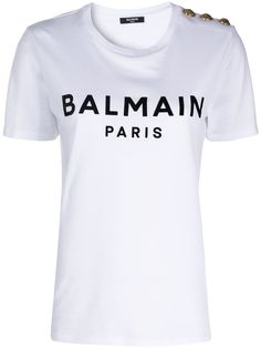 Balmain футболка с логотипом и пуговицами