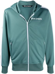 Palm Angels худи на молнии с контрастными полосками