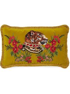 Gucci бархатная подушка с вышитым леопардом