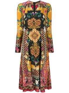 Etro платье длины миди с узором пейсли