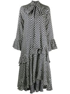 Odeeh атласное платье с геометричным принтом