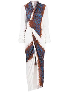Rick Owens платье макси с абстрактным принтом и запахом