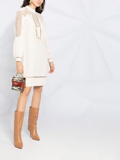 Alberta Ferretti платье-трапеция со вставками в технике кроше