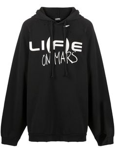 Raf Simons худи с принтом Life On Mars и эффектом потертости